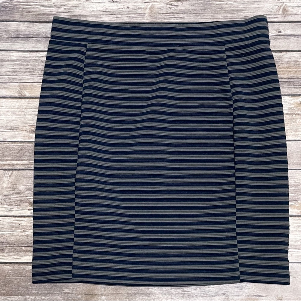 Madewell Navy Blue Gray Textured Stripe Skirt Small Elastic Waistband Stretch